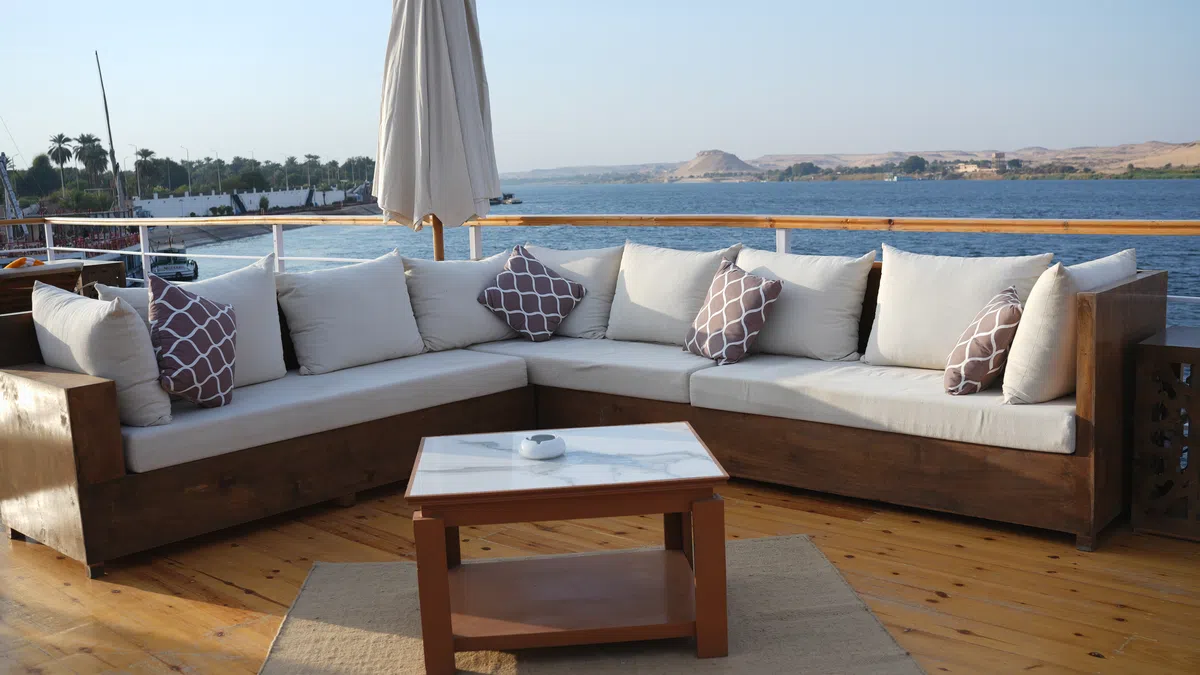 Dahabiya sun deck aboard Soul of the Nile luxury Nile cruise — 2027 Solar Eclipse trip