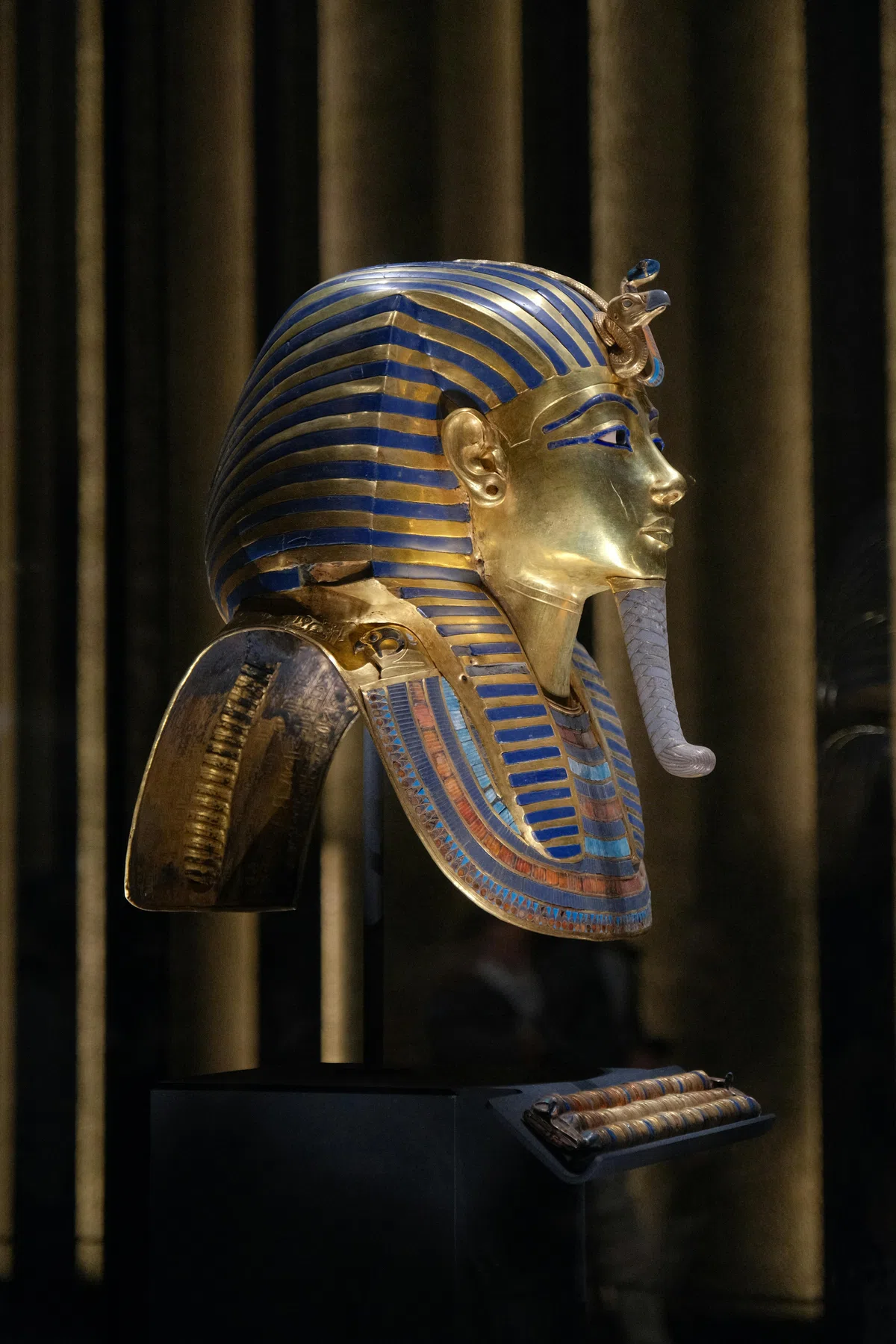Golden mask of Tutankhamun at the Grand Egyptian Museum in Cairo