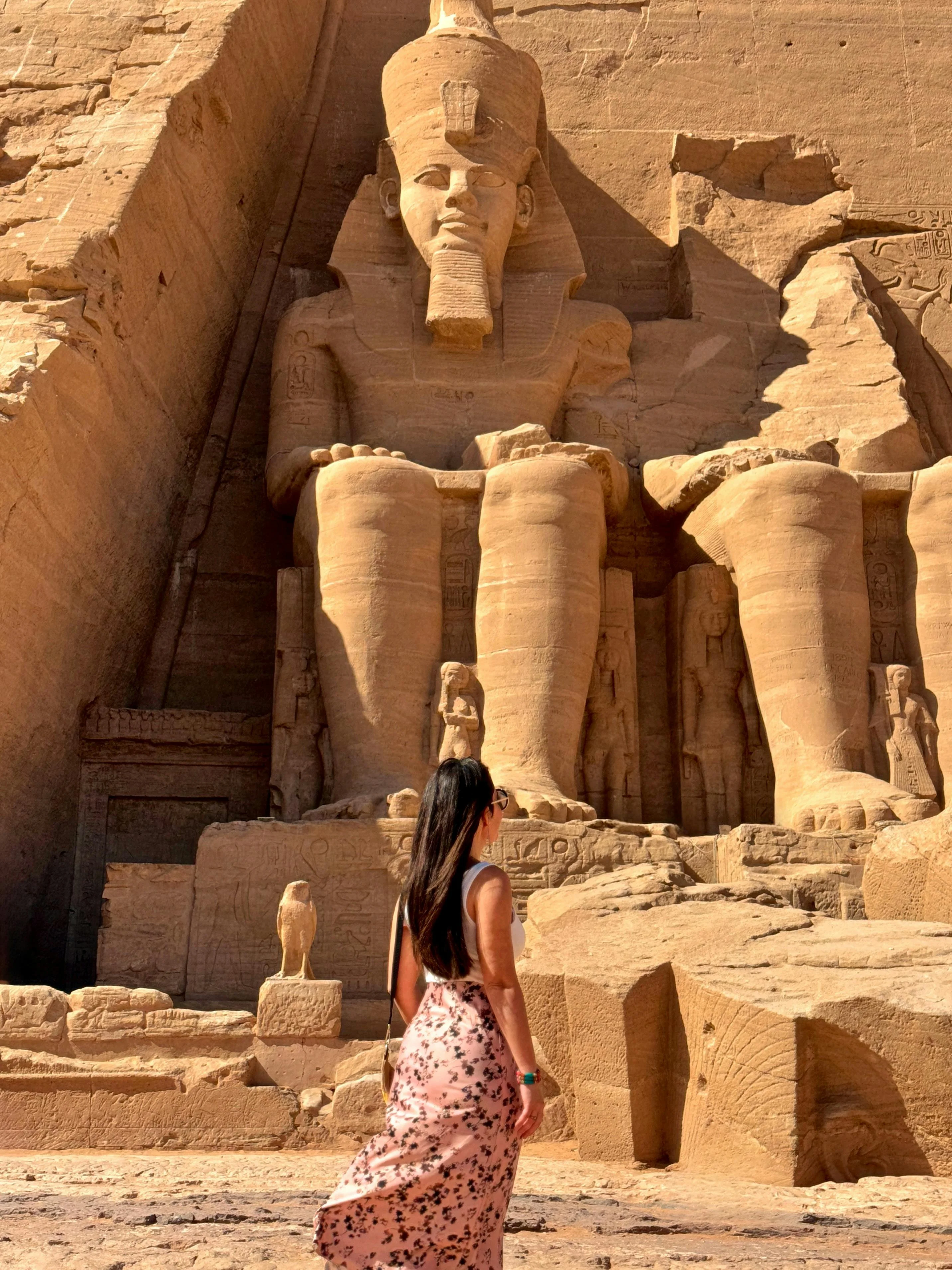 The colossal statues of Ramses II at the Great Temple of Abu Simbel